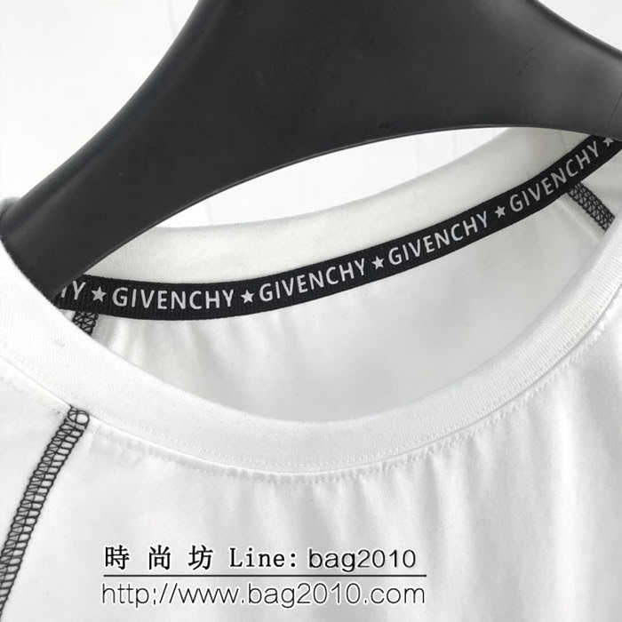 GVC紀梵希 19ss早春新款 定制坎車走線主題 刺繡LOGO 白色絲光棉短袖 情侶款 ydi1799